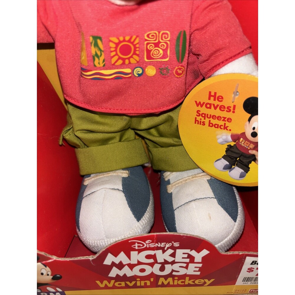 Vintage Y2K Disney Mickey Mouse Wavin' Mickey Plush Fisher-Price 2000 NEW - Picture 3 of 11